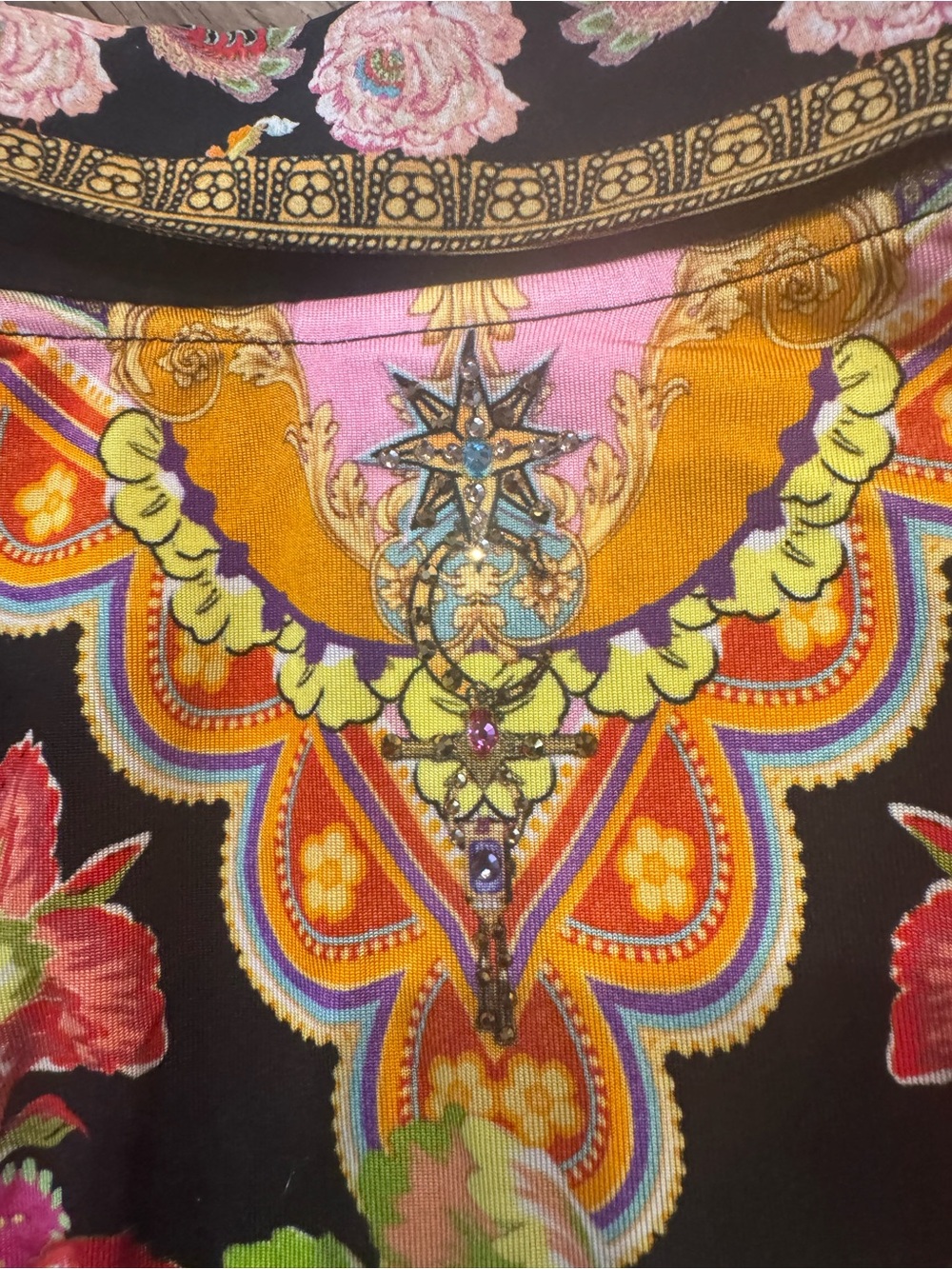 Camilla Jersey Collared Maxi Wrap Dress Sundowners In Sicily Silk Crystal Sz M - Picture 10 of 13